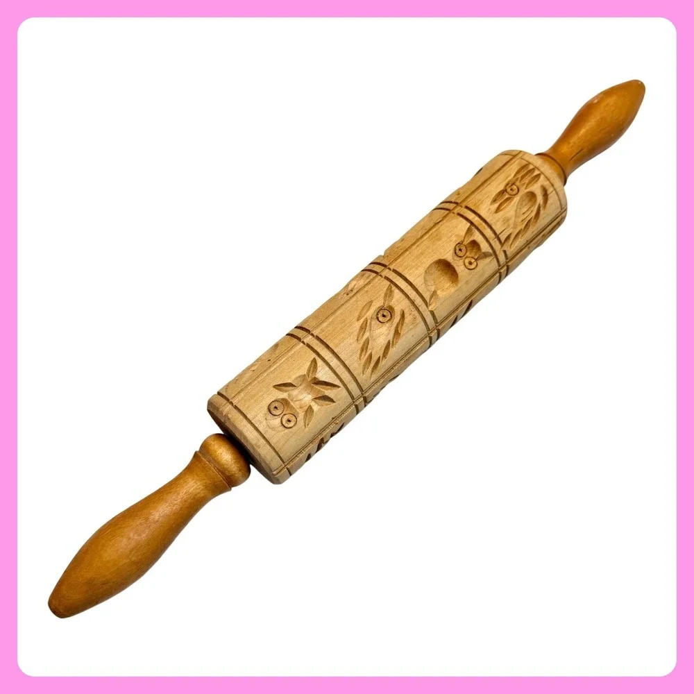 Springerle Carved Wooden Rolling Pin 16